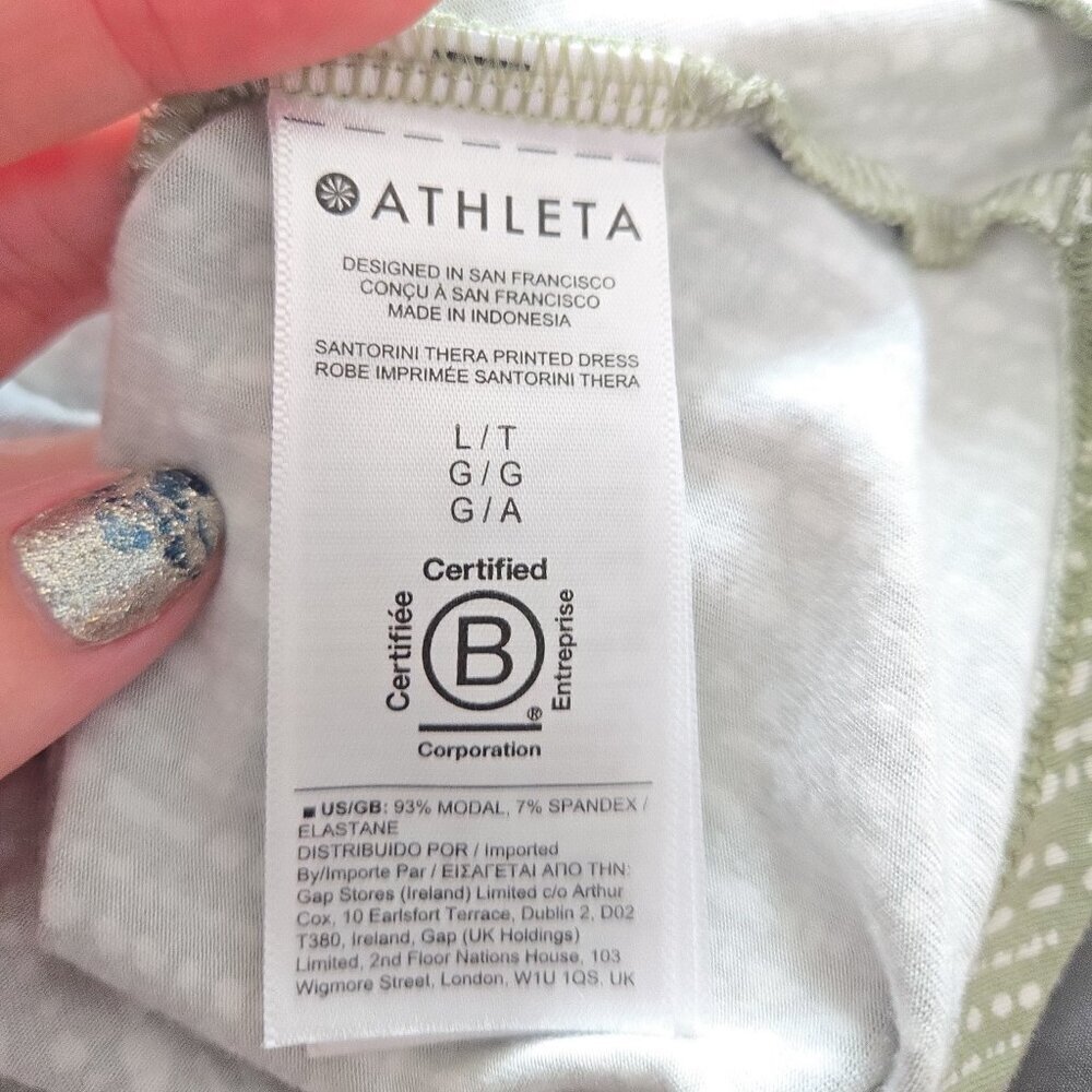 Athleta Santorini Thera Printed Dress - L Rice Pearls Eucalytus - Picture 6 of 6